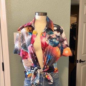 Colorful Disco Ball Print Shirt